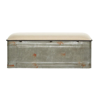 Entryway Storage Bench, 50 in W x 16 in D, Iron Frame with Upholstered Seat