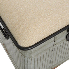 Entryway Storage Bench, 50 in W x 16 in D, Iron Frame with Upholstered Seat