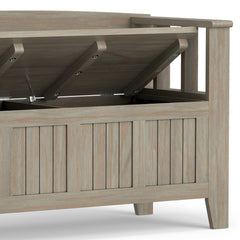 Entryway Storage Bench in Solid Wood with Lift Top, Distressed Coastal Blue