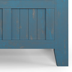 Entryway Storage Bench in Solid Wood with Lift Top, Distressed Coastal Blue