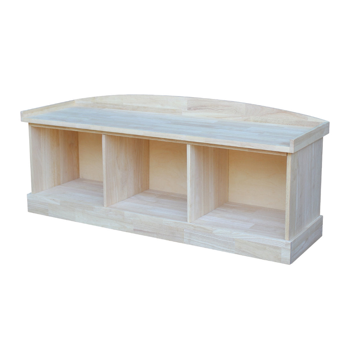 Entryway Storage Bench in Unfinished Solid Wood with Cubby Storage