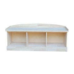 Entryway Storage Bench in Unfinished Solid Wood with Cubby Storage