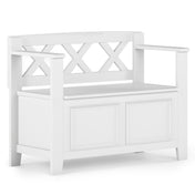 Entryway Storage Bench, Solid Wood with Flip-Top Storage, White