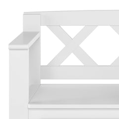 Entryway Storage Bench, Solid Wood with Flip-Top Storage, White