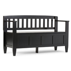 Entryway Storage Bench, Solid Wood with Lift-Up Seat in Black