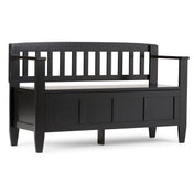 Entryway Storage Bench, Solid Wood with Lift-Up Seat in Black