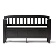 Entryway Storage Bench, Solid Wood with Lift-Up Seat in Black