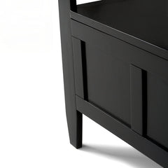Entryway Storage Bench, Solid Wood with Lift-Up Seat in Black