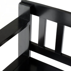 Entryway Storage Bench, Solid Wood with Lift-Up Seat in Black