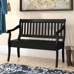 Entryway Storage Bench with Flip-Top Lid in Antique Black