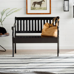 Entryway Storage Bench with Flip-Top Lid in Antique Black