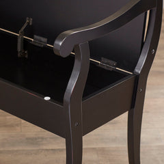 Entryway Storage Bench with Flip-Top Lid in Antique Black
