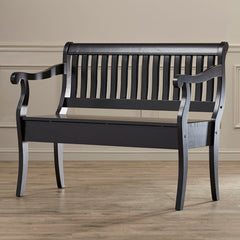 Entryway Storage Bench with Flip-Top Lid in Antique Black