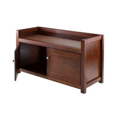 Entryway Storage Bench with Two Compartments in Antique Walnut