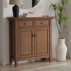 Entryway Storage Cabinet, Solid Wood, 36 Inch Wide, Brown