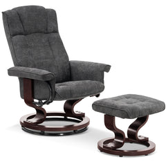 Ergonomic Recliner with Ottoman, Gray Chenille