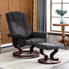 Ergonomic Recliner with Ottoman, Gray Chenille