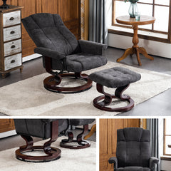 Ergonomic Recliner with Ottoman, Gray Chenille