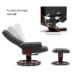 Ergonomic Recliner with Ottoman, Gray Chenille