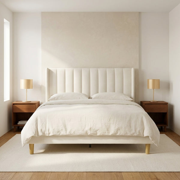 Grevane Eriksay Low Profile Upholstered Platform Bed with Wingback Headboard