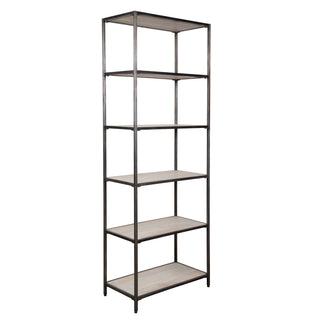 Etagere, 5 Tiers, White Washed Mango Wood with Iron Frame