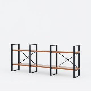 Etagere Bookcase, 2 Tiers, Steel Frame, Brown
