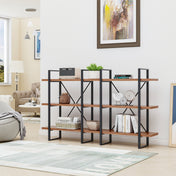 Etagere Bookcase, 3 Shelves, Walnut with Iron Frame