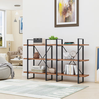 Etagere Bookcase, 3 Shelves, Walnut with Iron Frame