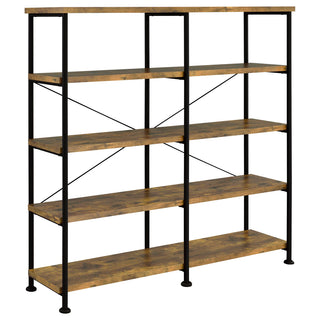 Etagere Bookcase, 4 Tiers, Steel Frame in Rustic Nutmeg