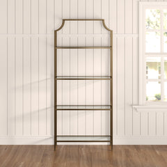 Etagere Bookcase, Four Glass Tiers, Gold Metal Frame