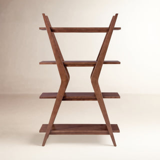 Etagere Bookcase with 4 Shelf Tiers in Dark Brown