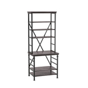 Etagere Bookcase with 6 Shelf Tiers in Black and Gray