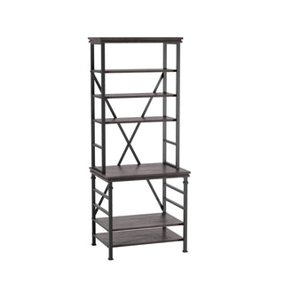 Etagere Bookcase with 6 Shelf Tiers in Black and Gray