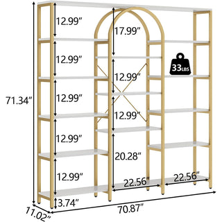Etagere Bookshelf, 13 Tiers in Gold and White