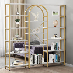 Etagere Bookshelf, 13 Tiers in Gold and White