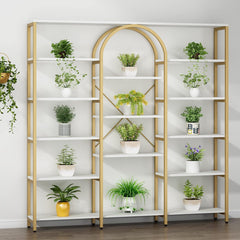 Etagere Bookshelf, 13 Tiers in Gold and White