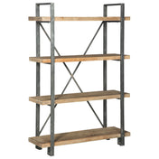 Etagere Bookshelf, 4-Tier with Metal X-Back Frame and Wood Shelves