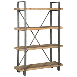 Etagere Bookshelf, 4-Tier with Metal X-Back Frame and Wood Shelves