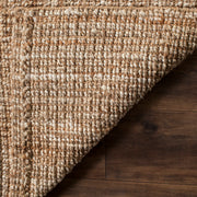 Weave detail | a folded corner showing the jute weave and backing