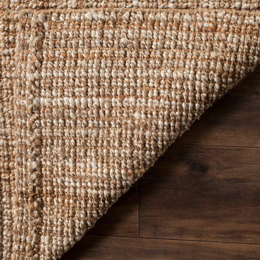 Weave detail | a folded corner showing the jute weave and backing