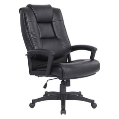 Executive Chair, High Back Faux Leather with Fixed Arms, Black