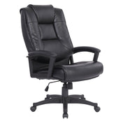Executive Chair, High Back Faux Leather with Fixed Arms, Black