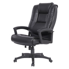 Executive Chair, High Back Faux Leather with Fixed Arms, Black