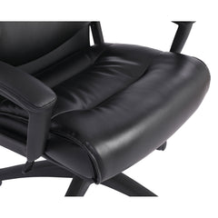 Executive Chair, High Back Faux Leather with Fixed Arms, Black