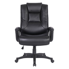 Executive Chair, High Back Faux Leather with Fixed Arms, Black