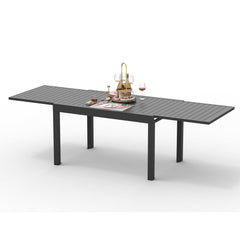 Extendable Aluminum Dining Table, 59.45 to 88.98 Inches, Brown