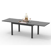 Extendable Aluminum Dining Table, 59.45 to 88.98 Inches, Brown