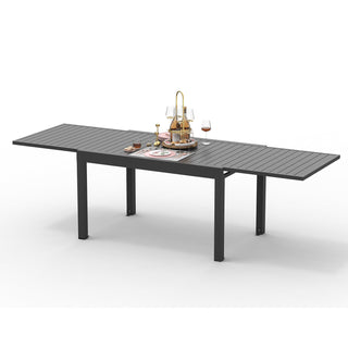 Extendable Aluminum Dining Table, 59.45 to 88.98 Inches, Brown