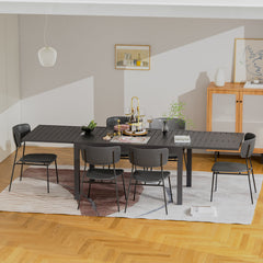 Extendable Aluminum Dining Table, 59.45 to 88.98 Inches, Brown