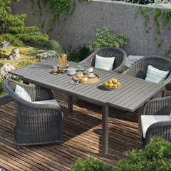 Extendable Aluminum Dining Table, 59.45 to 88.98 Inches, Brown